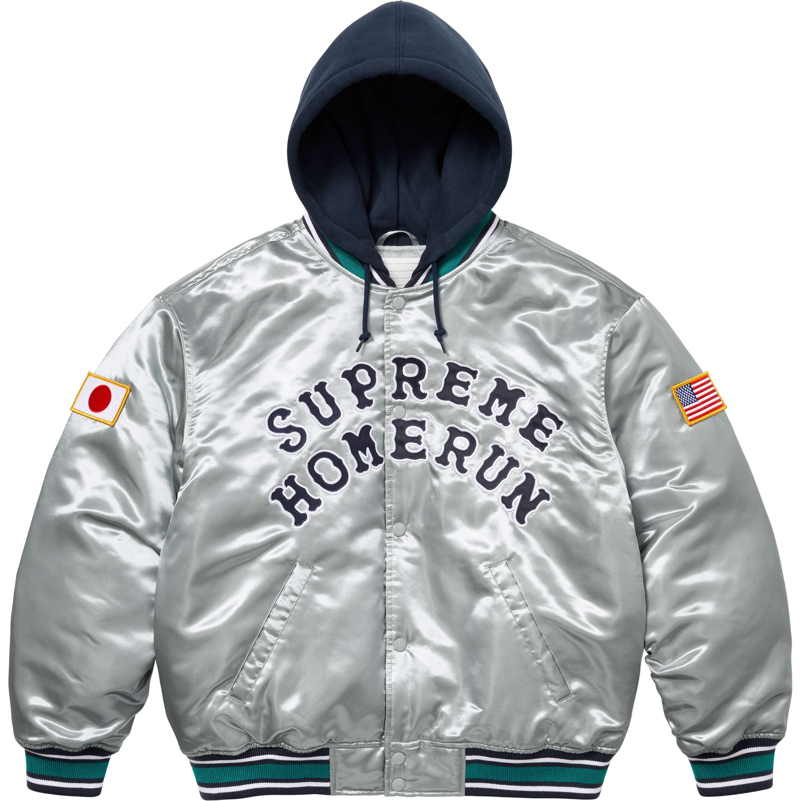 Supreme®/Homerun Satin Hooded Varsity Jacket view 14